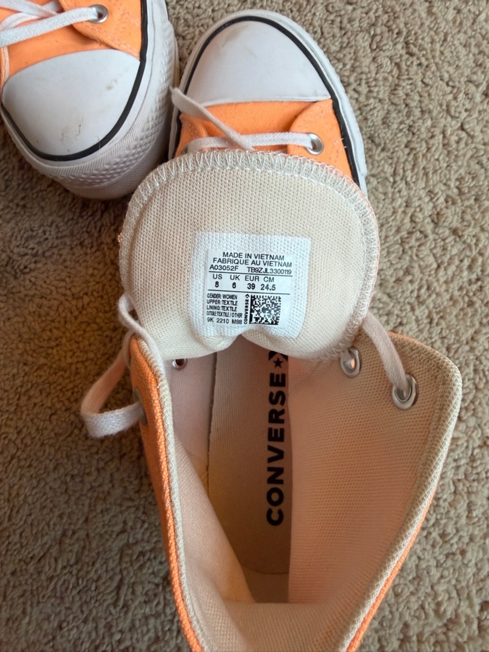 Platform Converse High-Top Canvas Sneakers in Orange - Picture 4 of 4